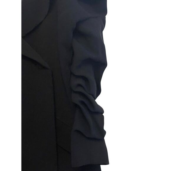 Cinq a Sept Simona Tailored Mini Dress Size 0 Black Off Shoulder Ruched Sleeves - Picture 7 of 9